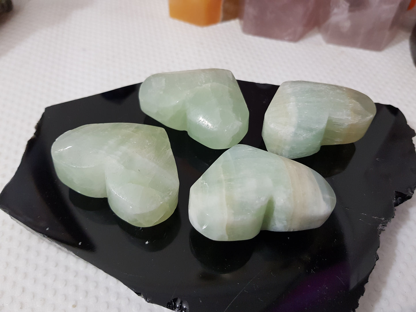 1 Small Pistachio Calcite Crystal Heart