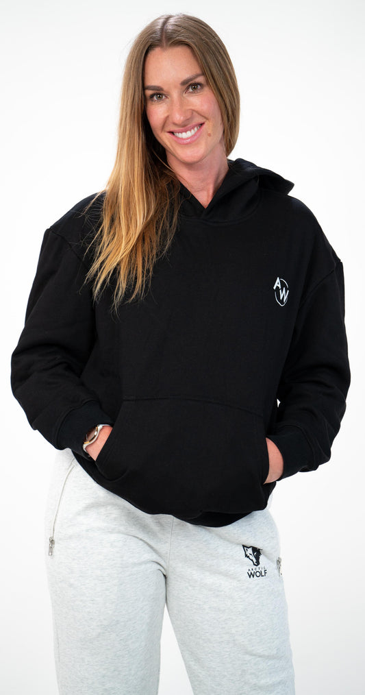 Unisex Arctic Wolf Graphic Hoodie - Black