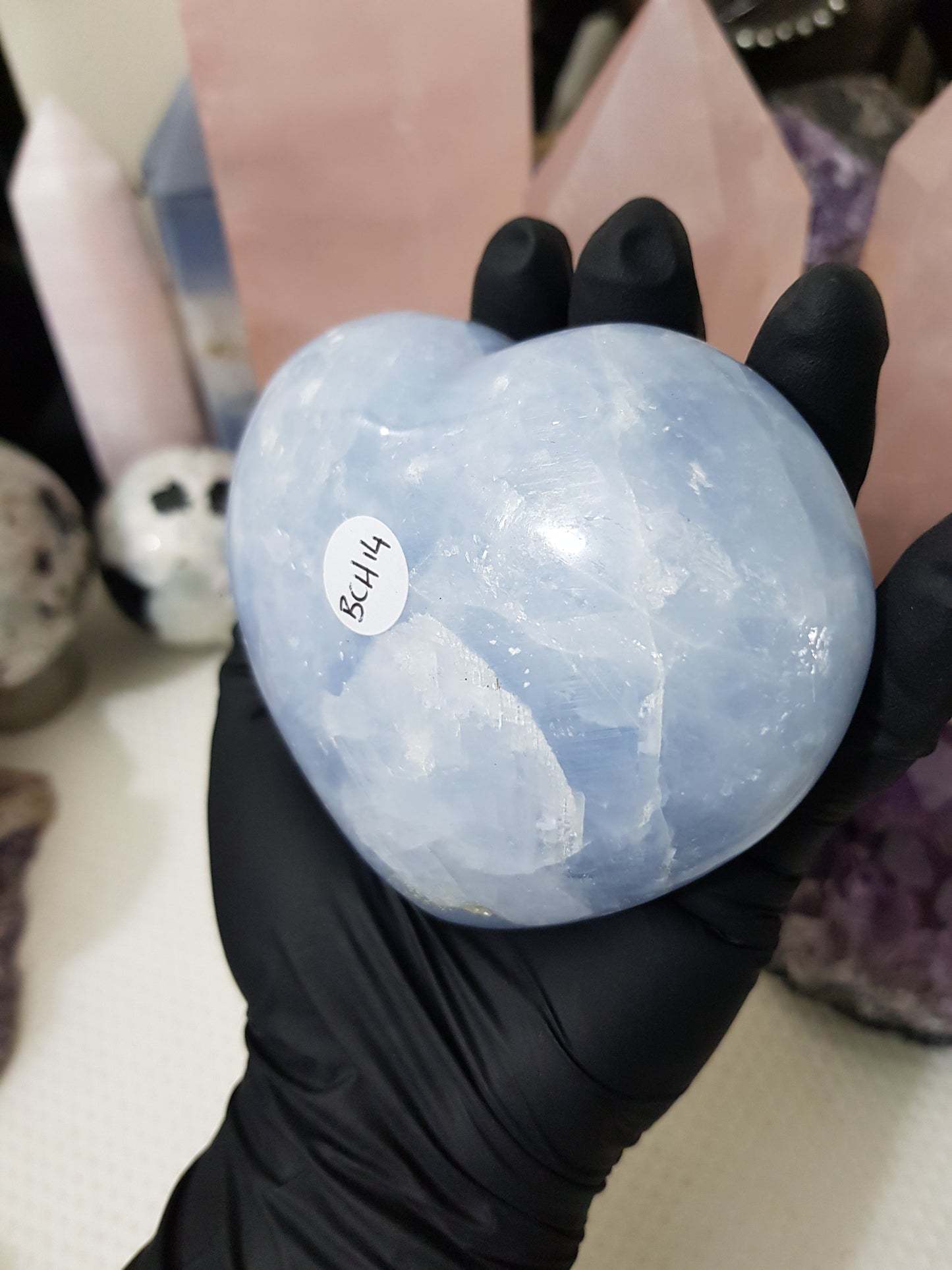 Blue Calcite Crystal Heart – BCH14