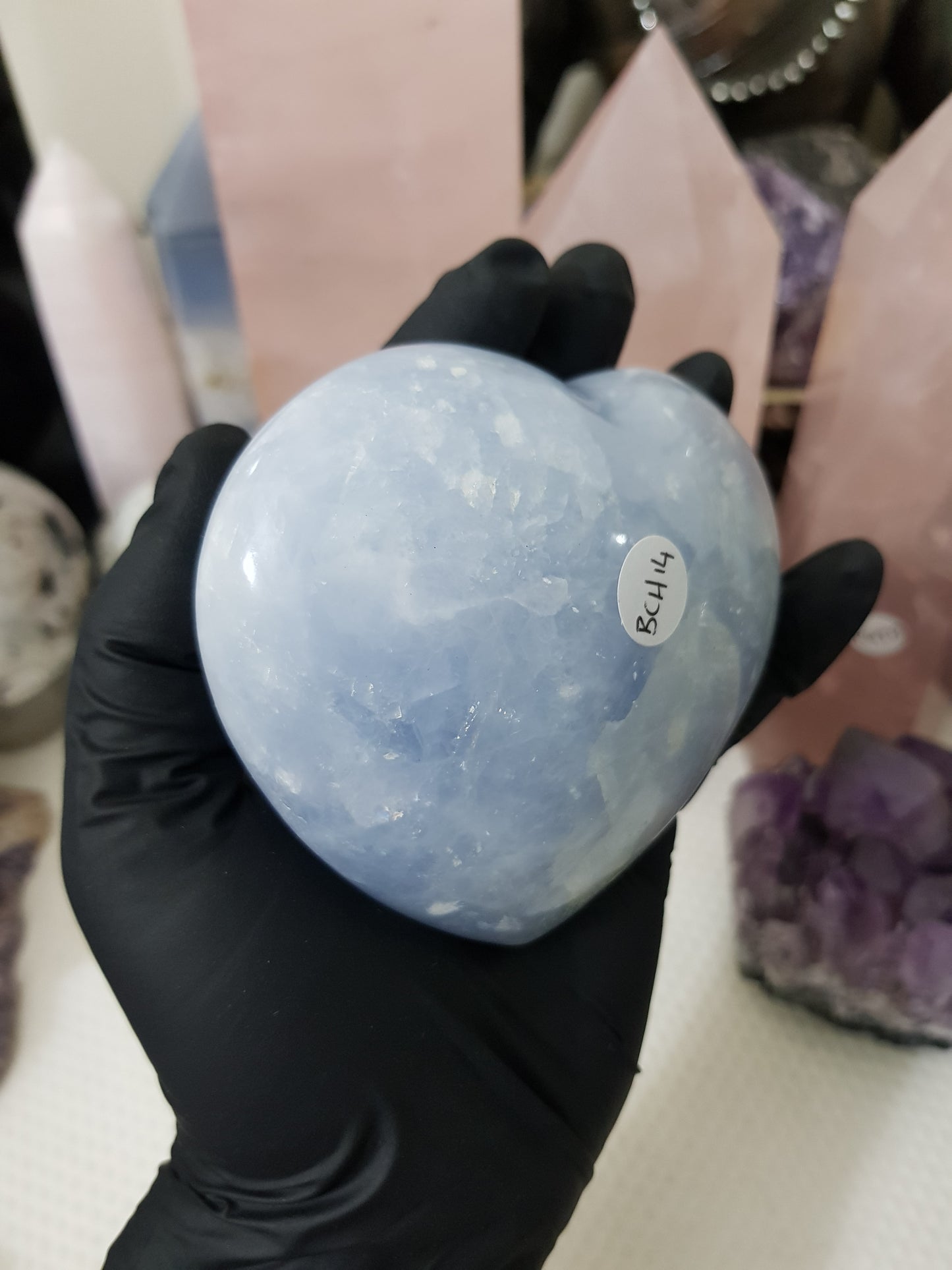 Blue Calcite Crystal Heart – BCH14