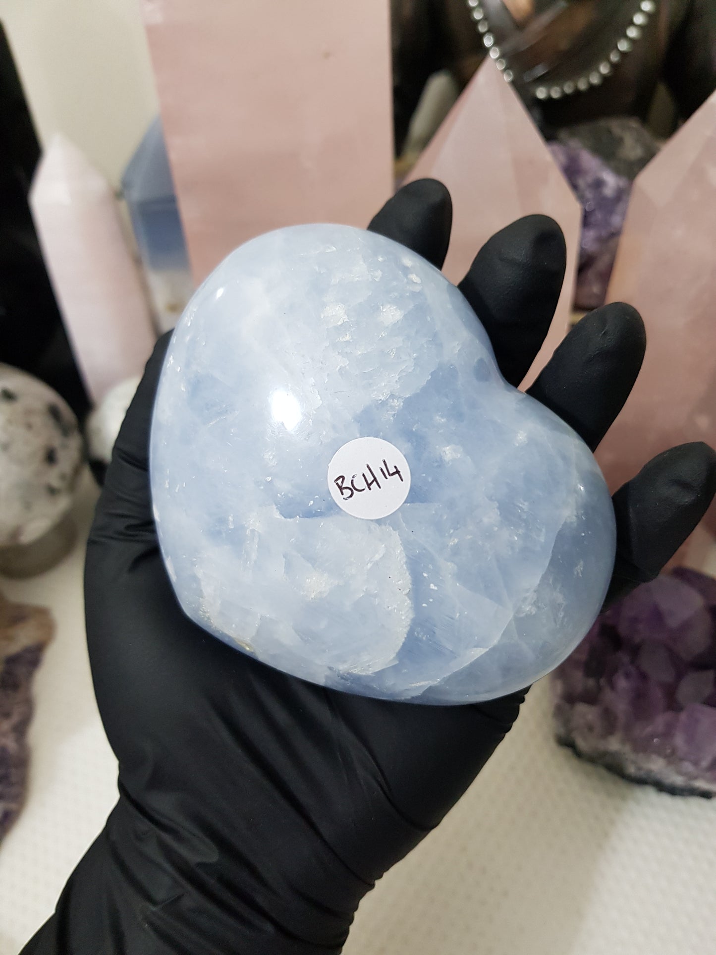 Blue Calcite Crystal Heart – BCH14