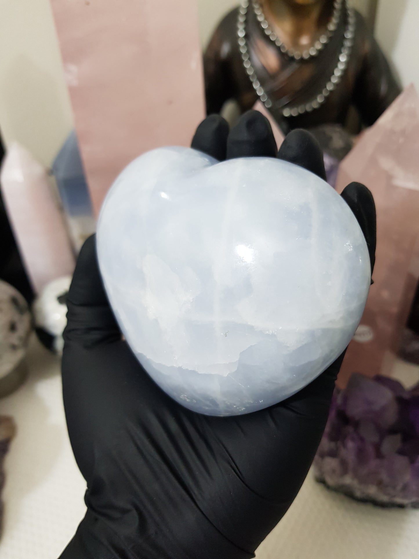 Blue Calcite Crystal Heart – BCH14