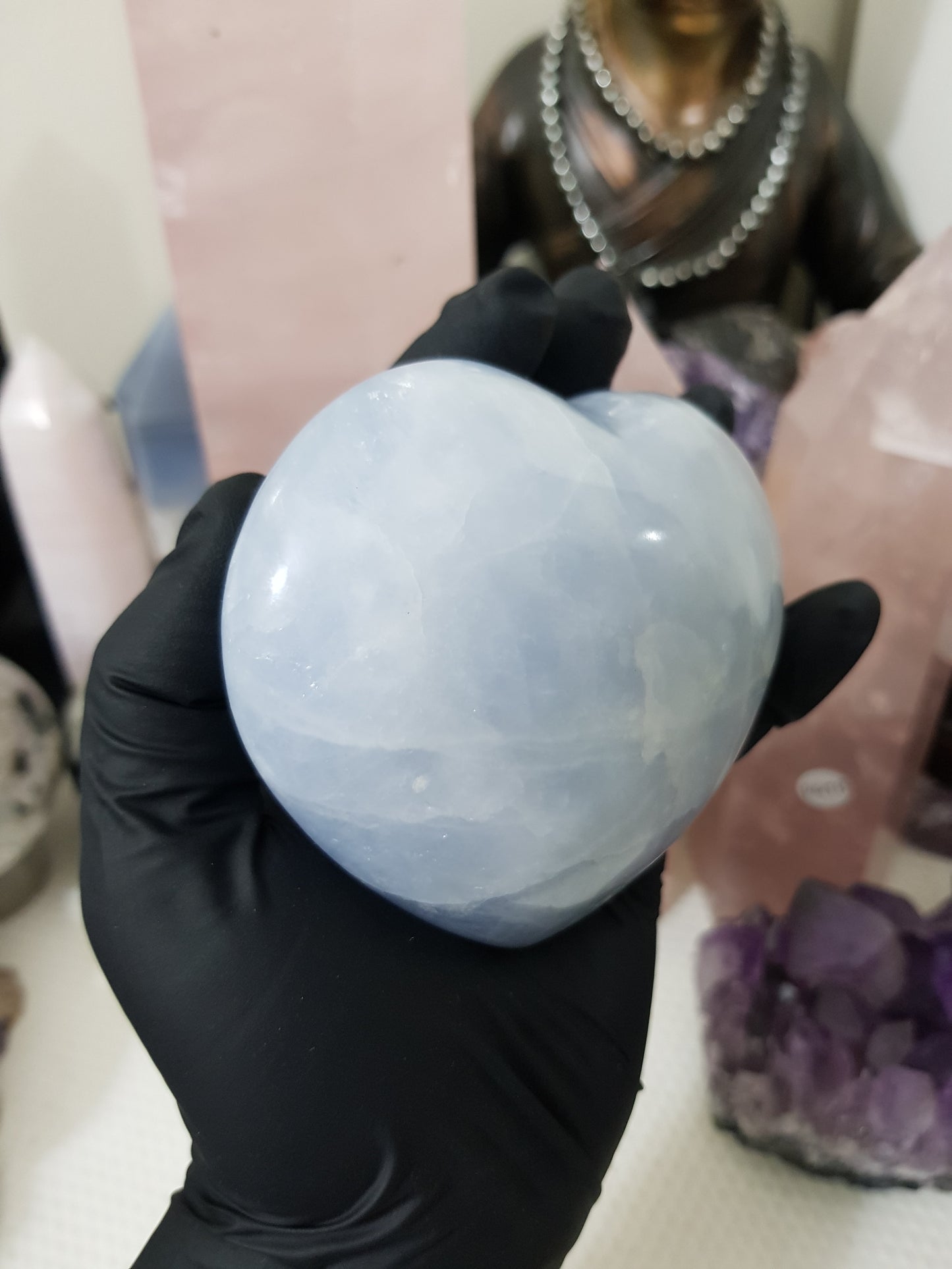 Blue Calcite Crystal Heart – BCH14