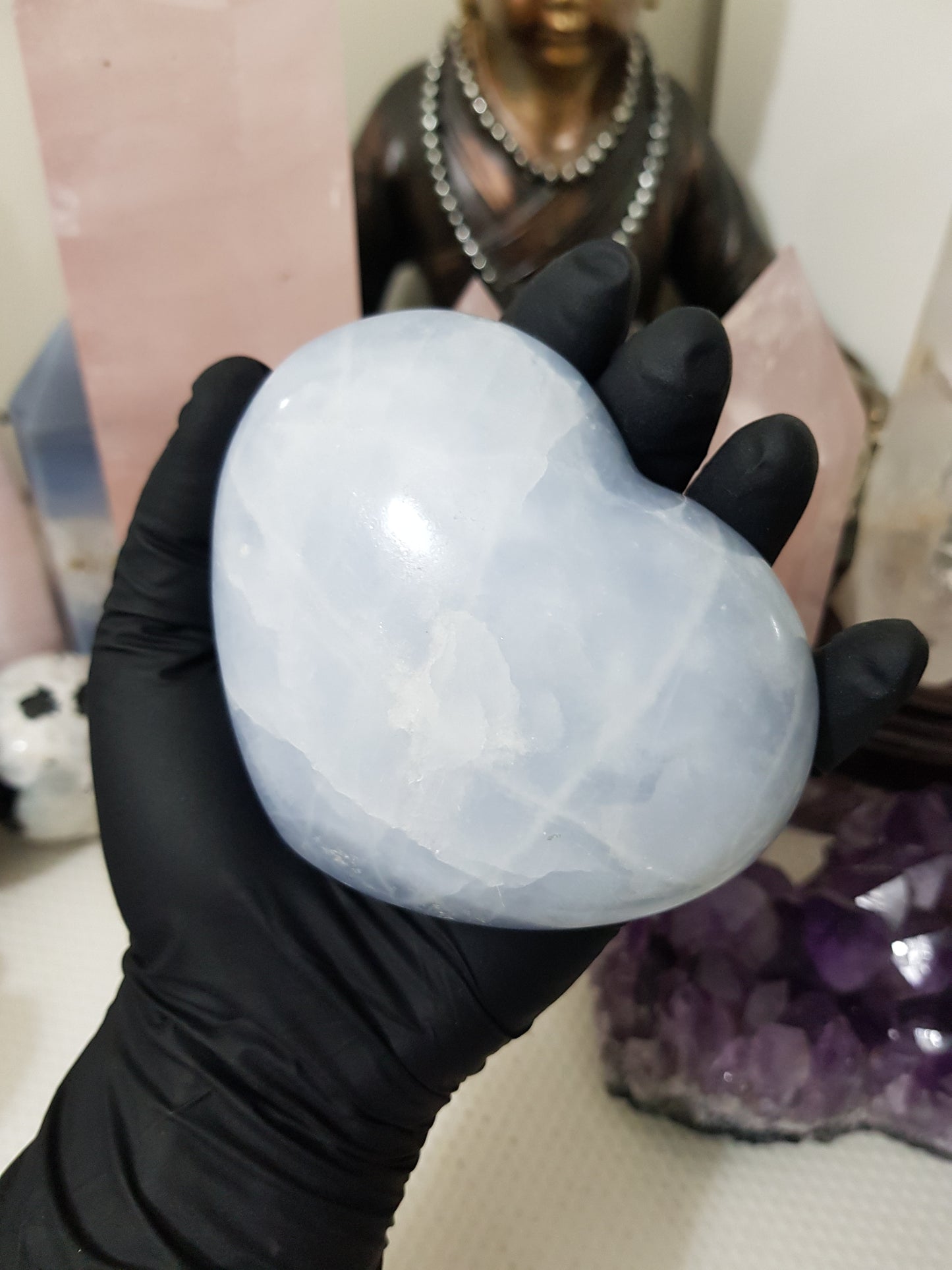 Blue Calcite Crystal Heart – BCH14