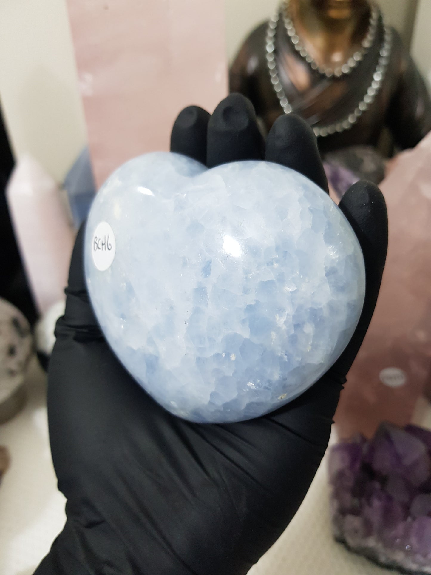 Blue Calcite Crystal Heart – BCH6