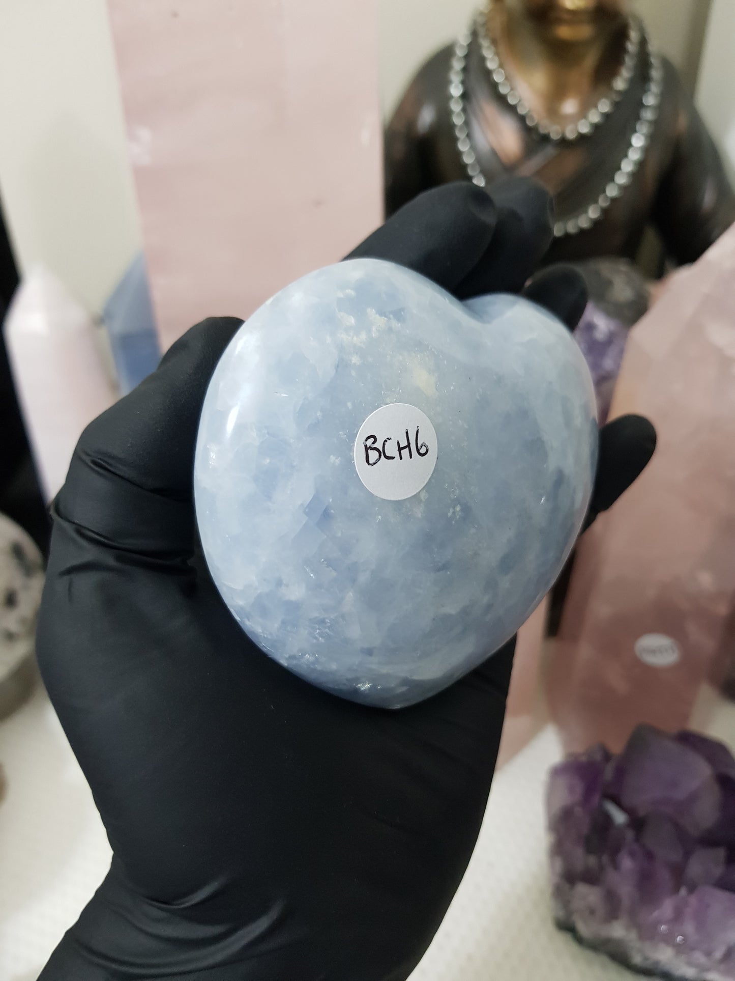 Blue Calcite Crystal Heart – BCH6