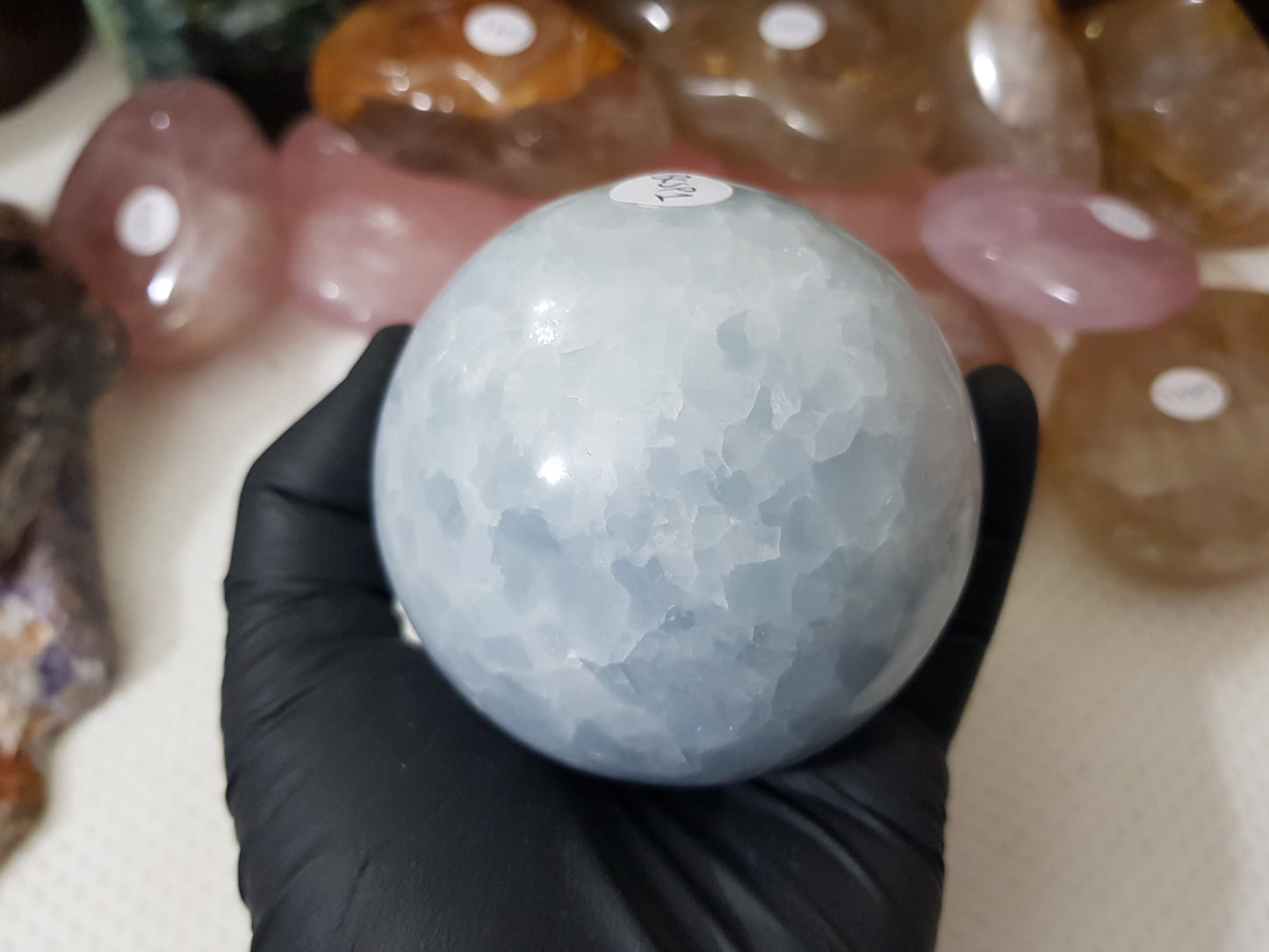 Blue Calcite Crystal Sphere - BCSP1
