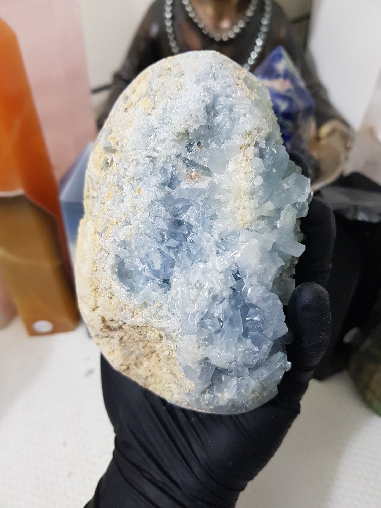 Celestite Crystal Half Egg Shaped Geode - CE2
