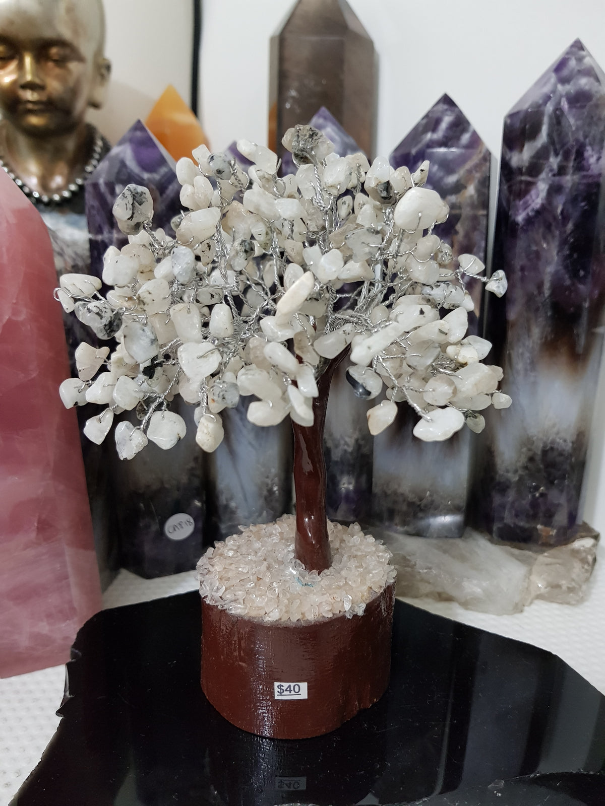 Rainbow Moonstone Crystal Tree