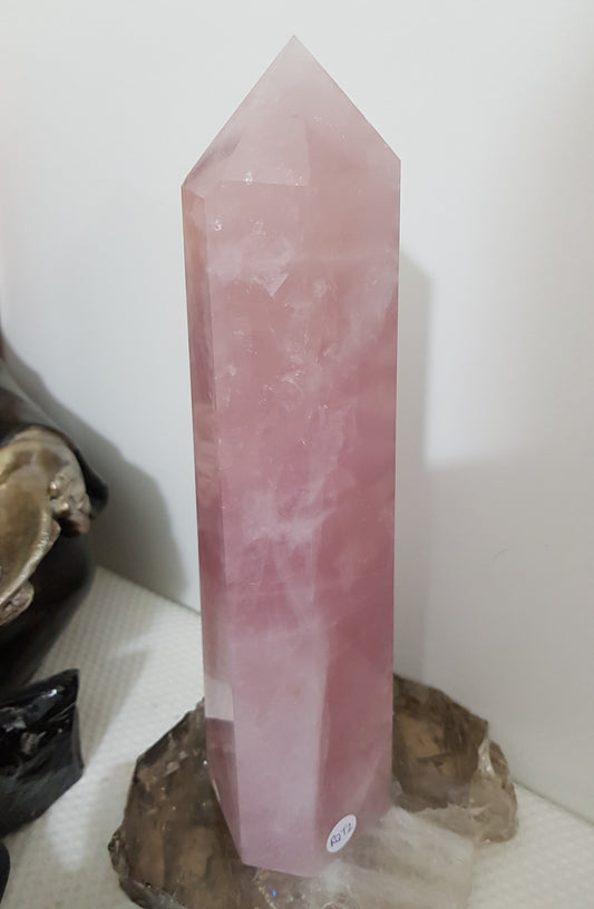 Rose Quartz crystal point tower polished standing specimen from Brazil 22cm