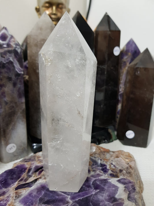 Polished Brazilian Clear quartz crystal point tower 17cm