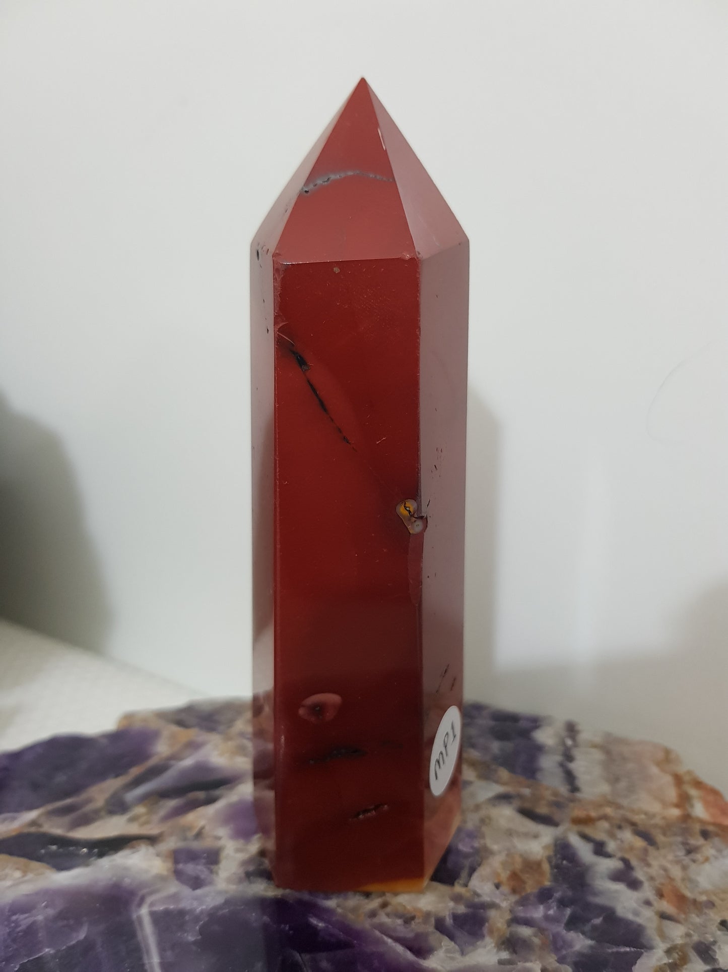 Mookaite crystal point tower polished Australian jasper standing point with natural earthy colours
