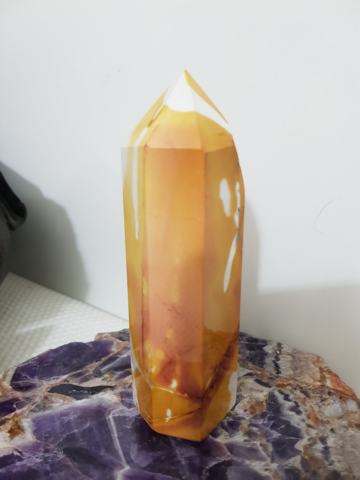 Mookaite crystal point tower polished Australian jasper standing point with natural earthy colours