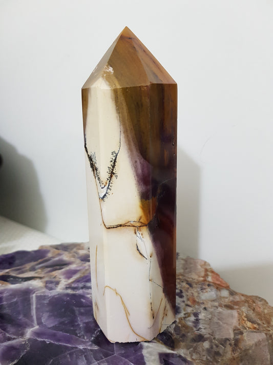 Mookaite crystal point tower polished Australian jasper standing point with natural earthy colours