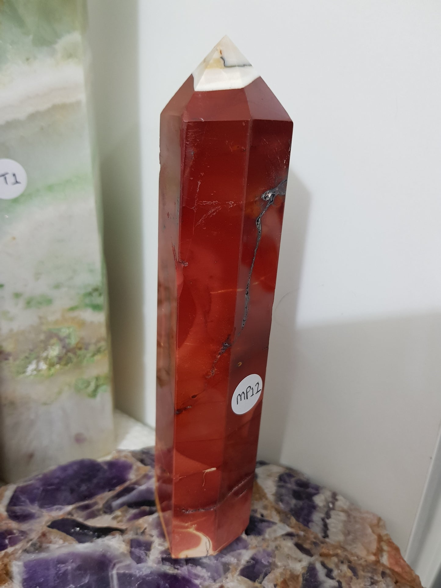 Mookaite crystal point tower polished Australian jasper standing point with natural earthy colours