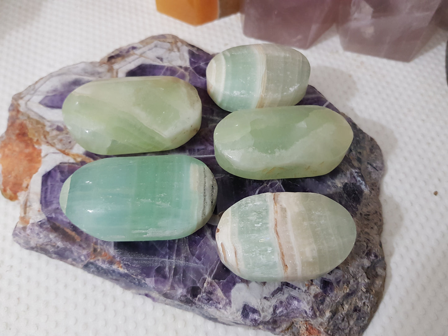 1 Pistachio Calcite Crystal Palmstone