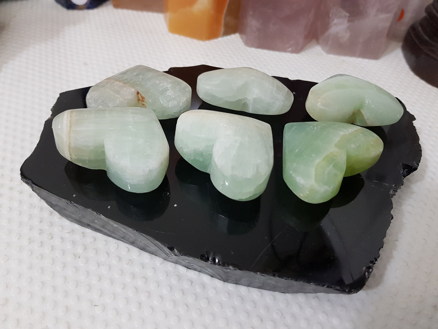 1 Small Pistachio Calcite Crystal Heart