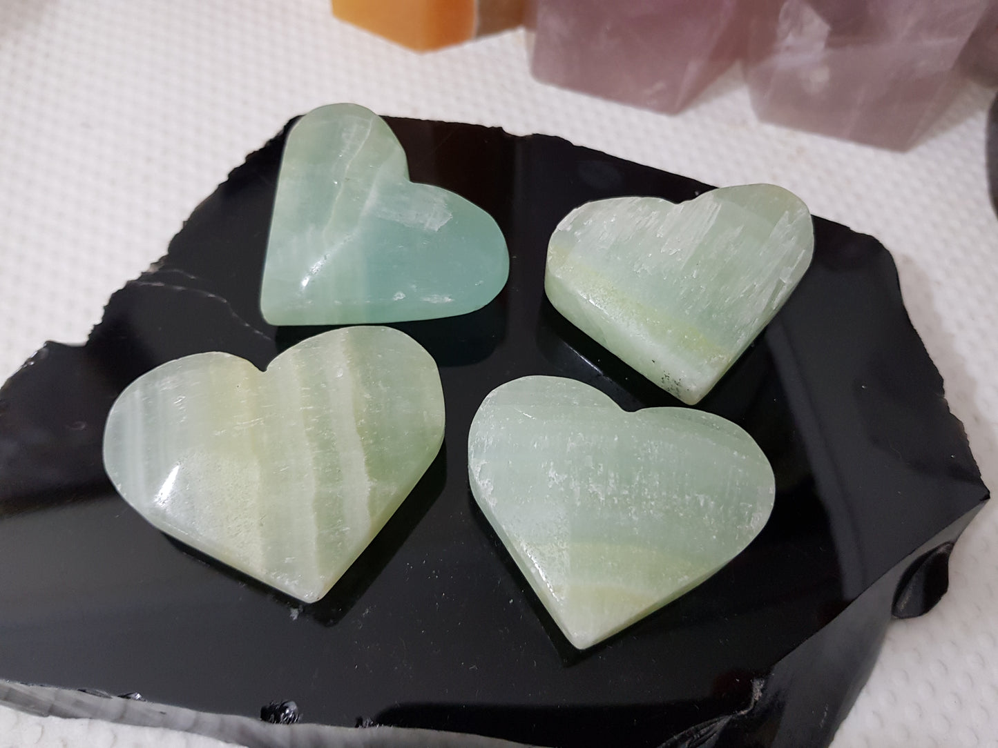 1 Small Pistachio Calcite Crystal Heart
