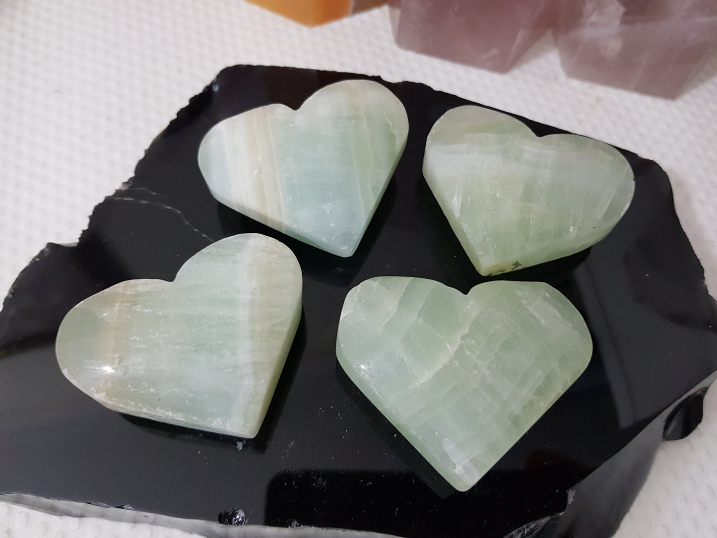 1 Small Pistachio Calcite Crystal Heart