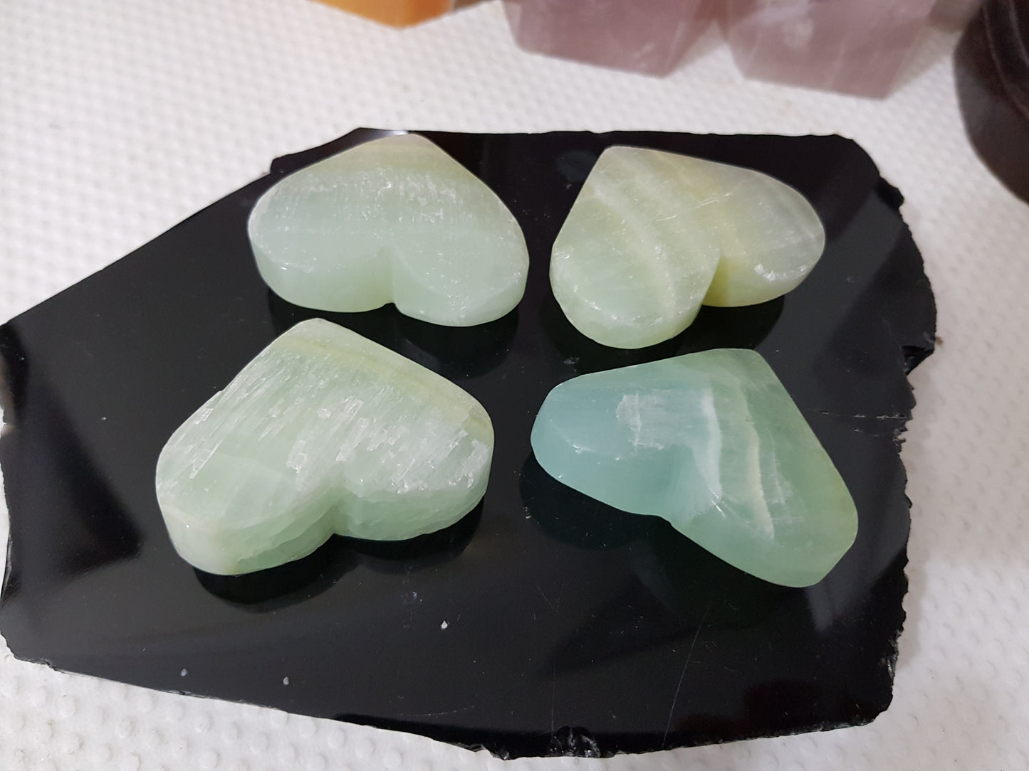 1 Small Pistachio Calcite Crystal Heart