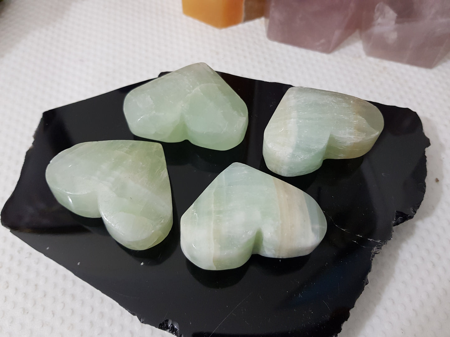 1 Small Pistachio Calcite Crystal Heart