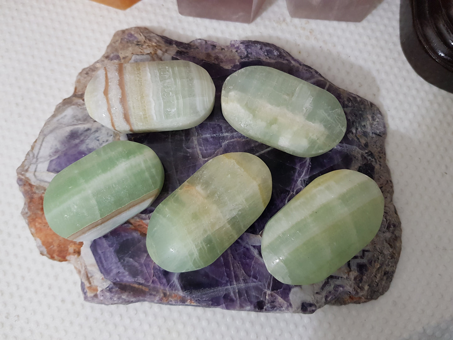 1 Pistachio Calcite Crystal Palmstone