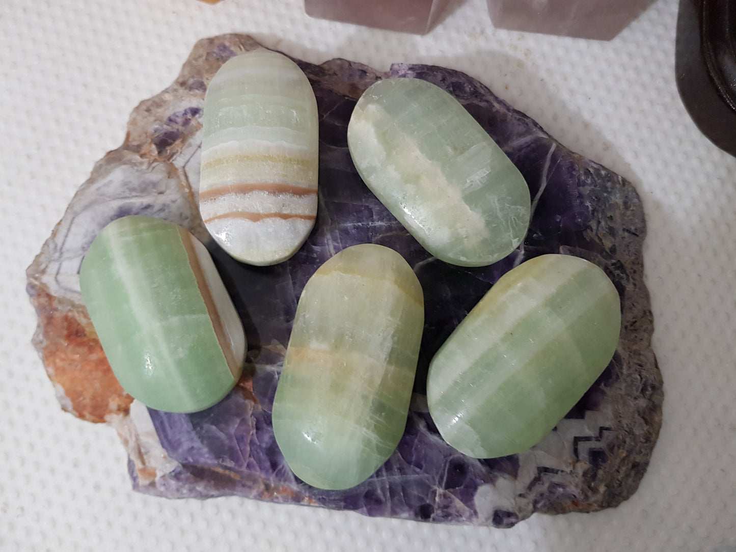 1 Pistachio Calcite Crystal Palmstone