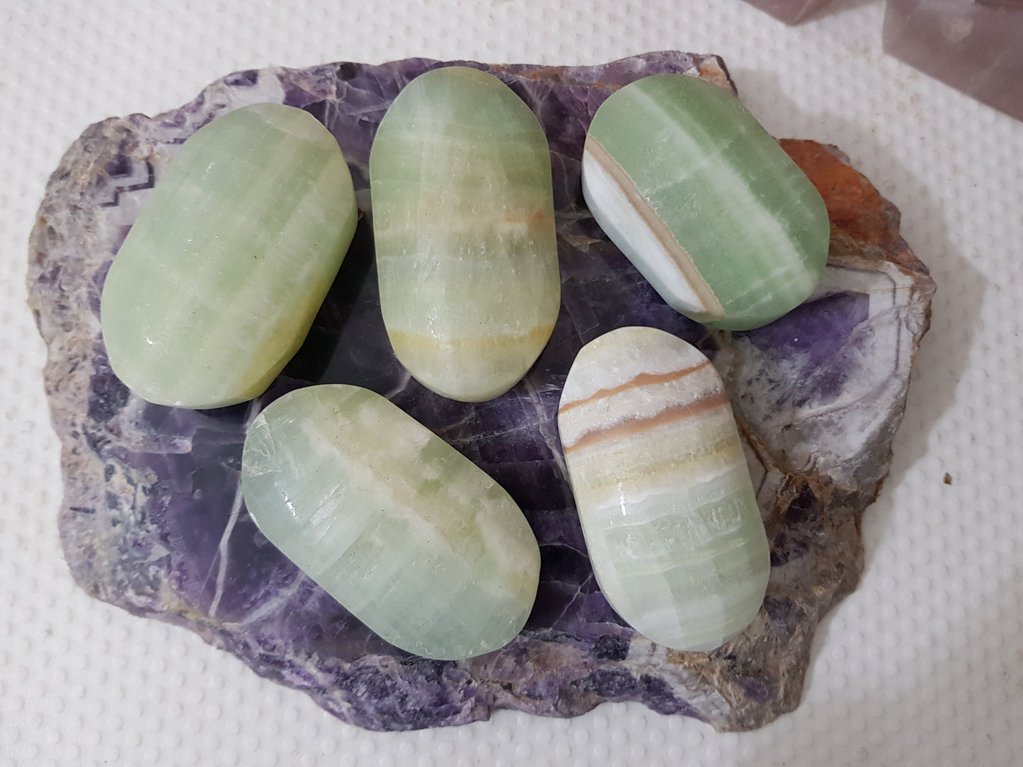 1 Pistachio Calcite Crystal Palmstone