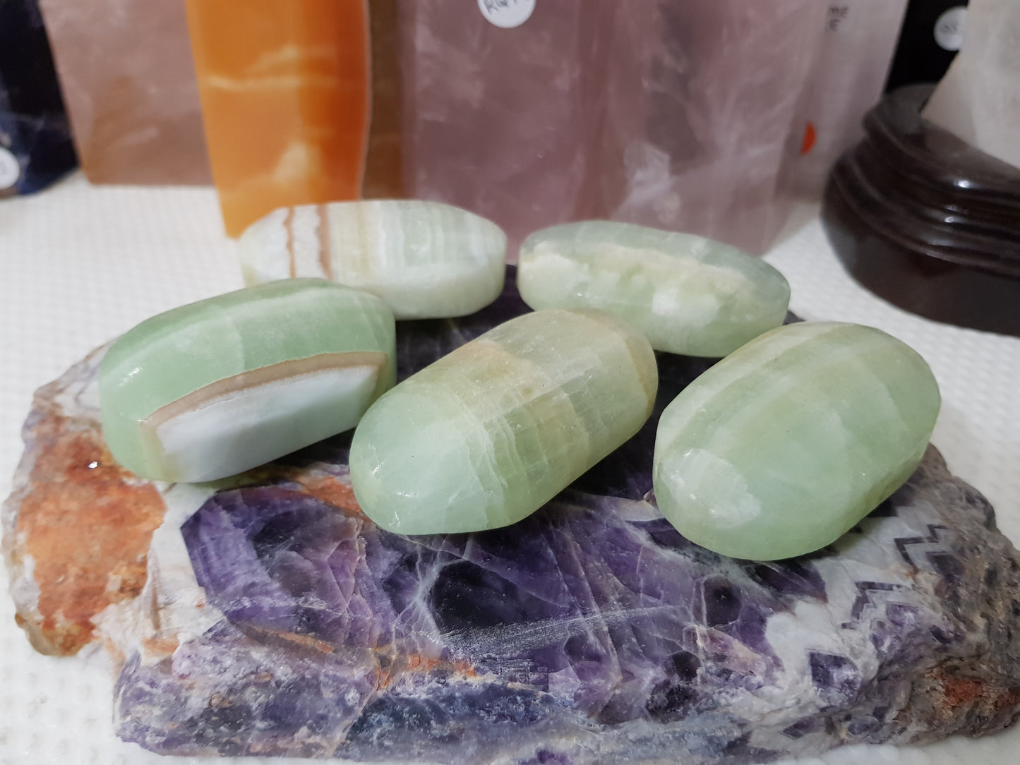 1 Pistachio Calcite Crystal Palmstone
