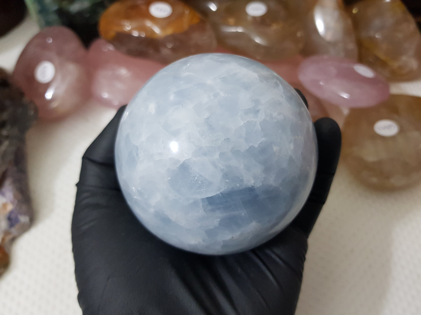 Blue Calcite Crystal Sphere - BCSP1