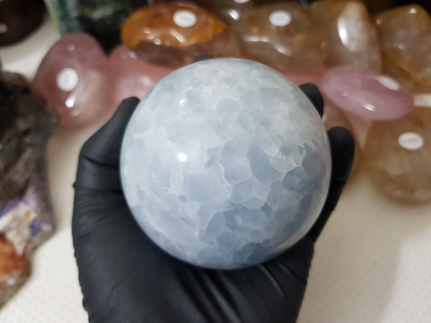 Blue Calcite Crystal Sphere - BCSP1