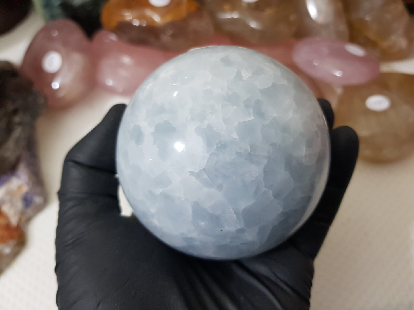 Blue Calcite Crystal Sphere - BCSP1