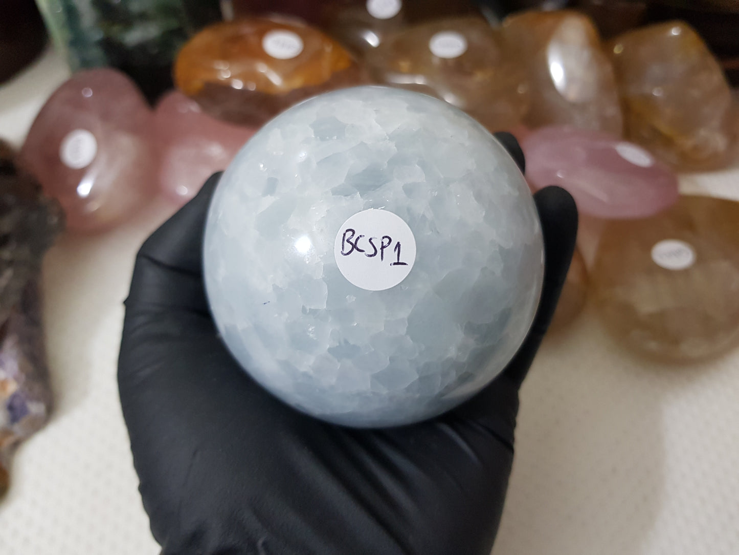 Blue Calcite Crystal Sphere - BCSP1