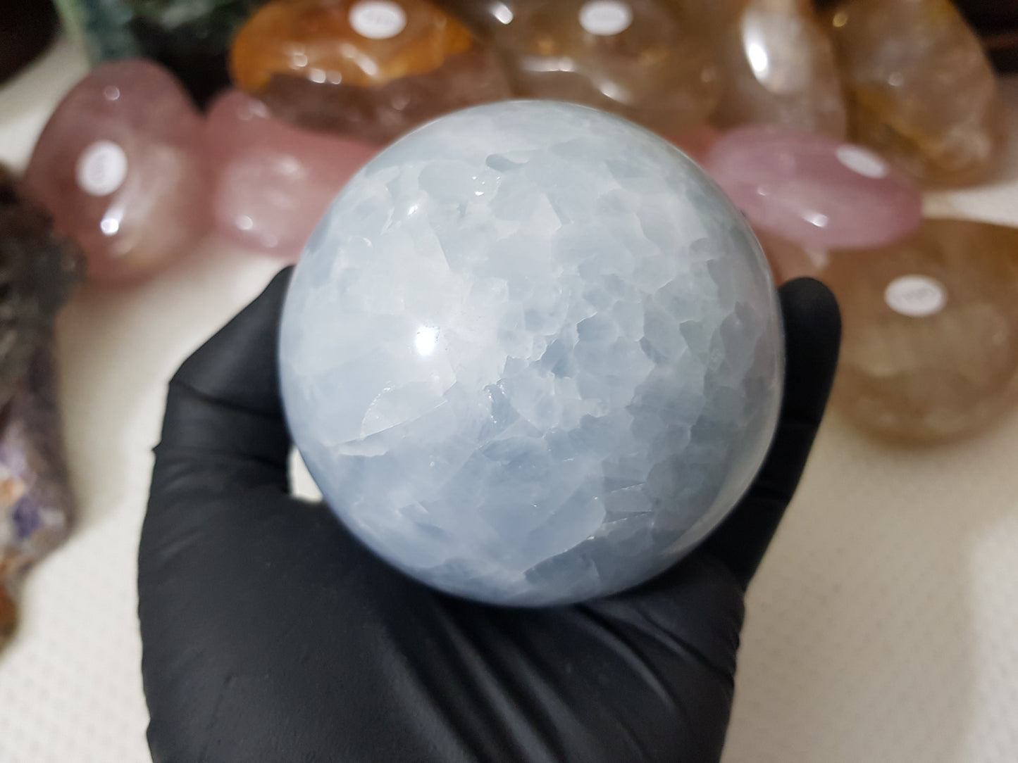 Blue Calcite Crystal Sphere - BCSP1