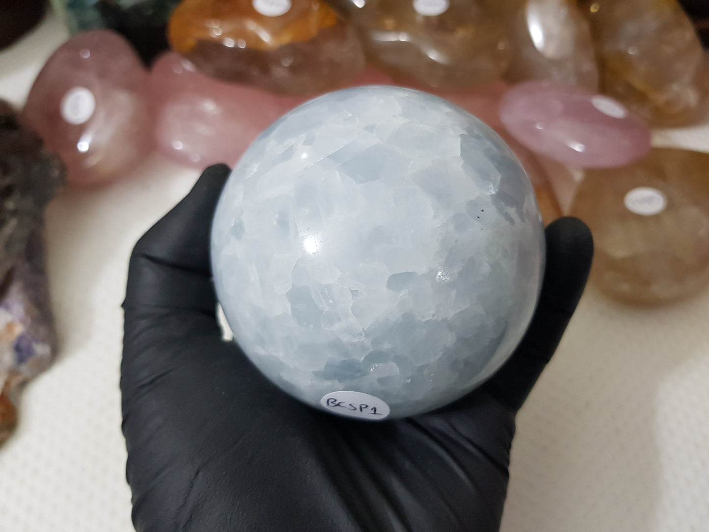 Blue Calcite Crystal Sphere - BCSP1