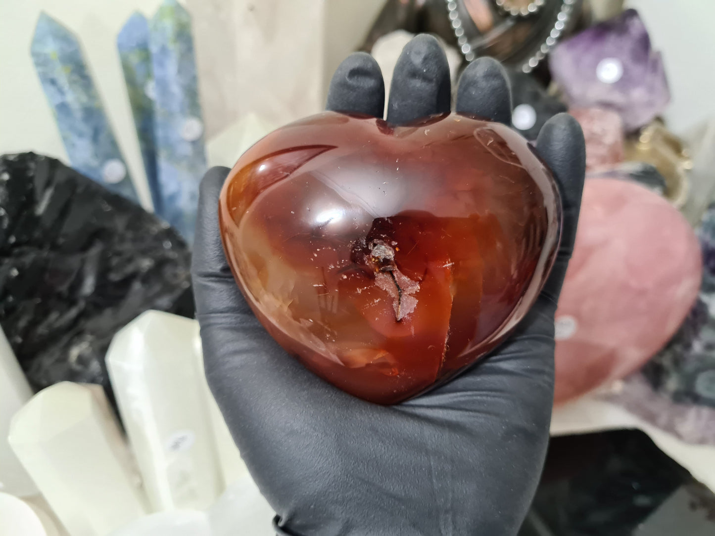 Carnelian Druzy Crystal Heart - CH2