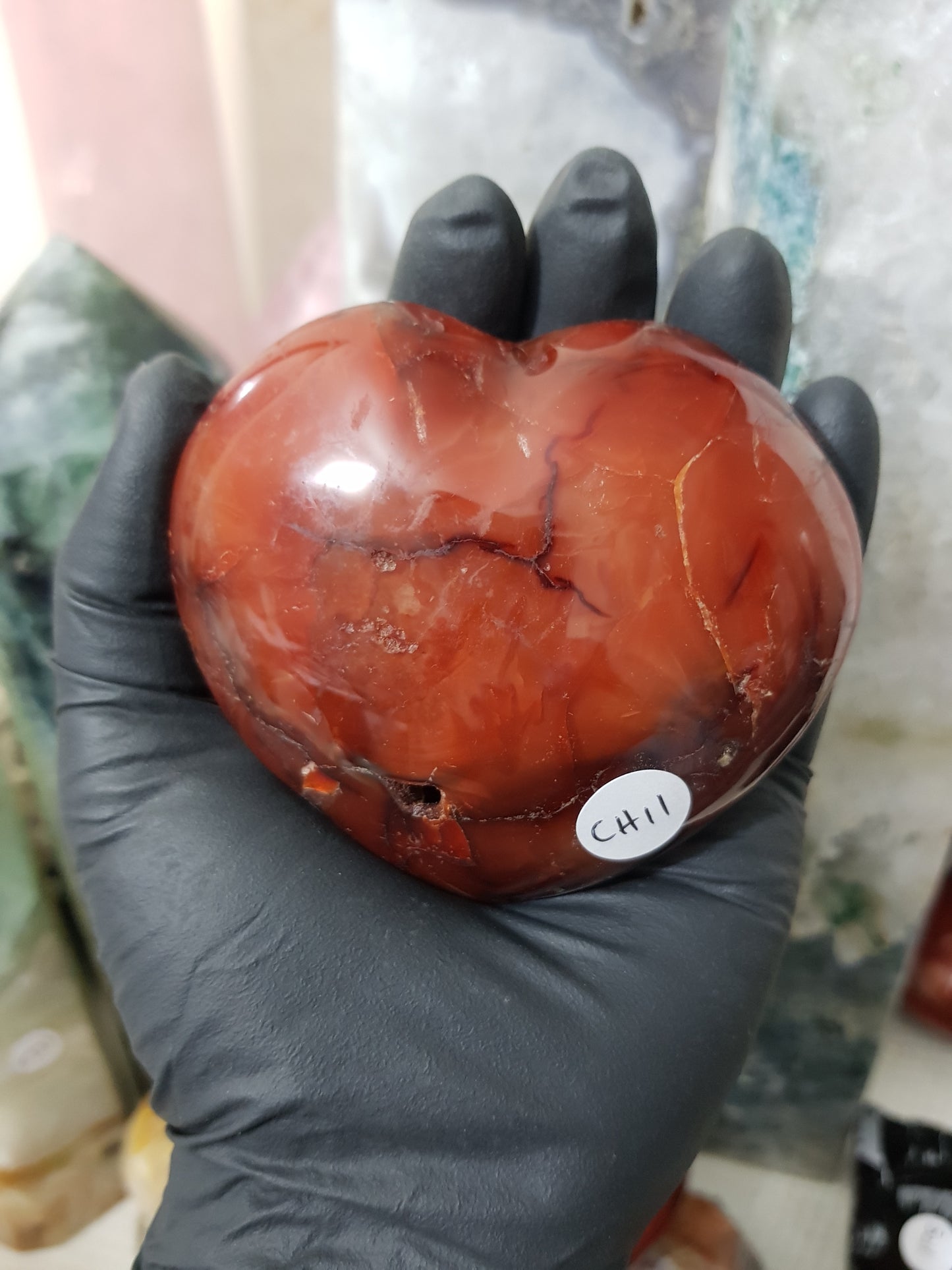 Carnelian Druzy Crystal Heart – CH11