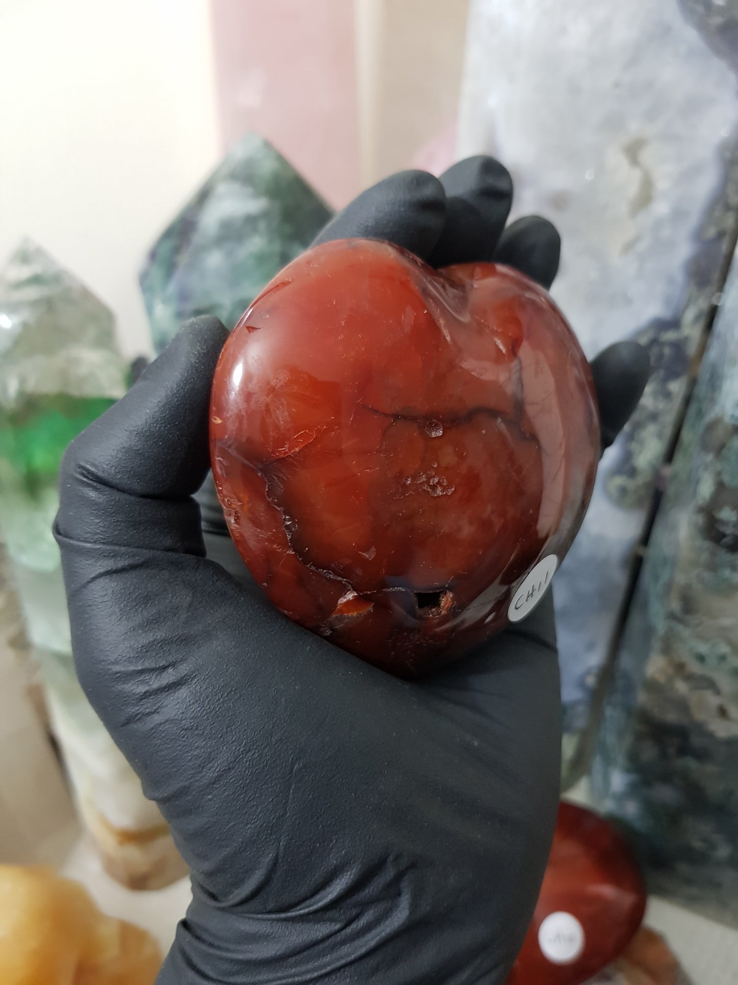 Carnelian Druzy Crystal Heart – CH11