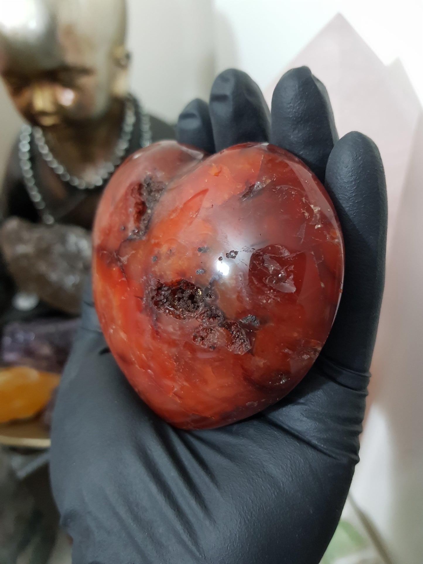 Carnelian Druzy Crystal Heart – CH11