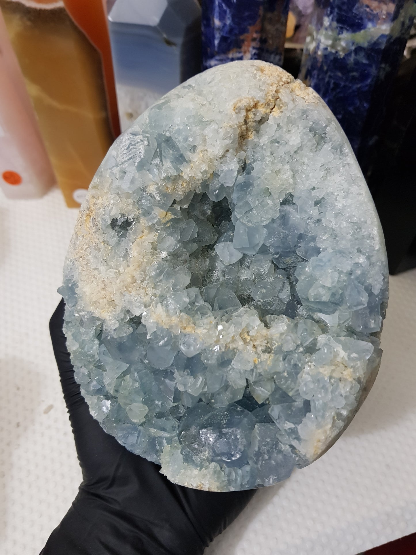 Celestite Crystal Half Egg Shaped Geode - CE1
