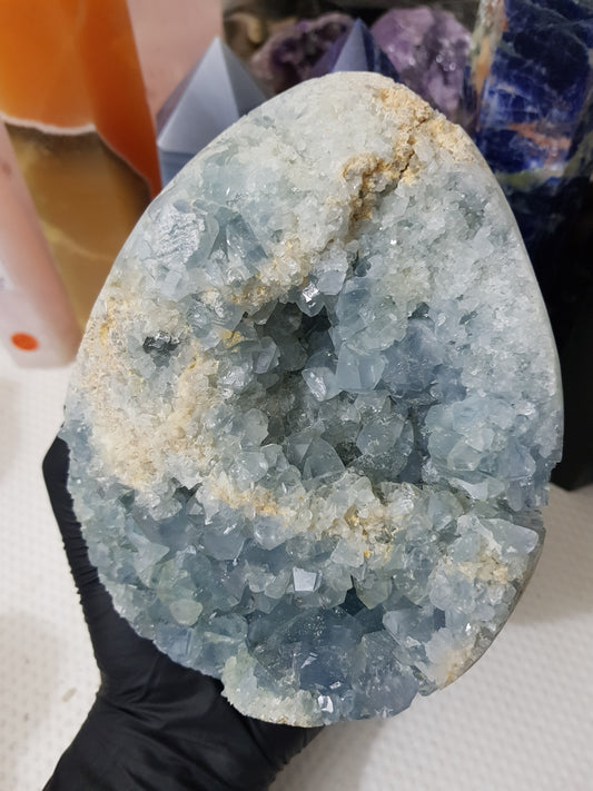 Celestite Crystal Half Egg Shaped Geode - CE1