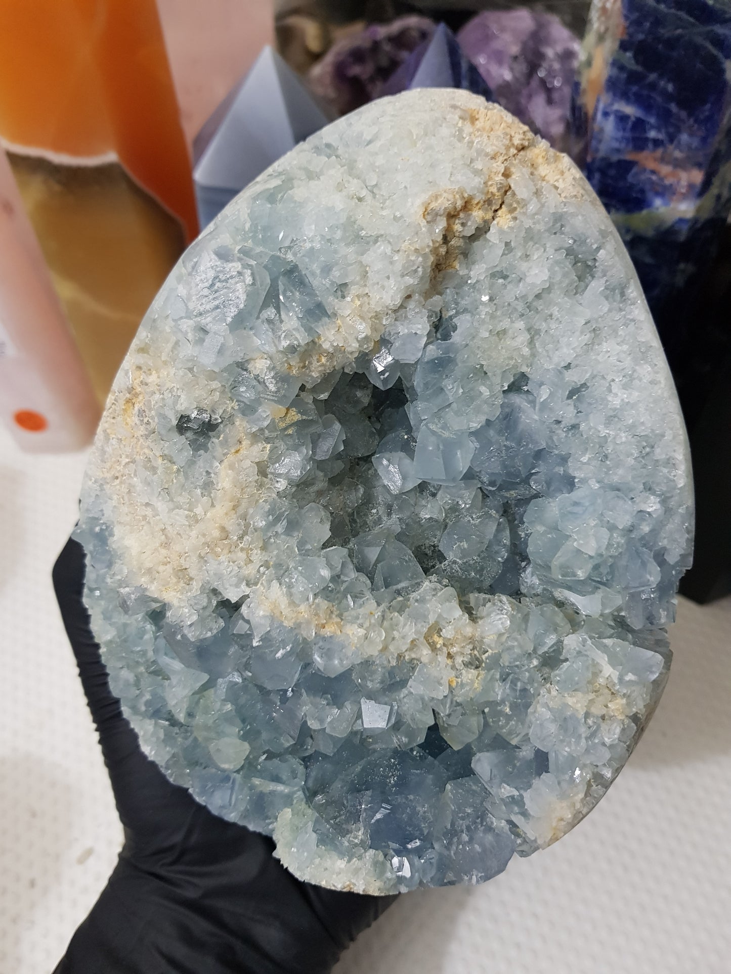 Celestite Crystal Half Egg Shaped Geode - CE1