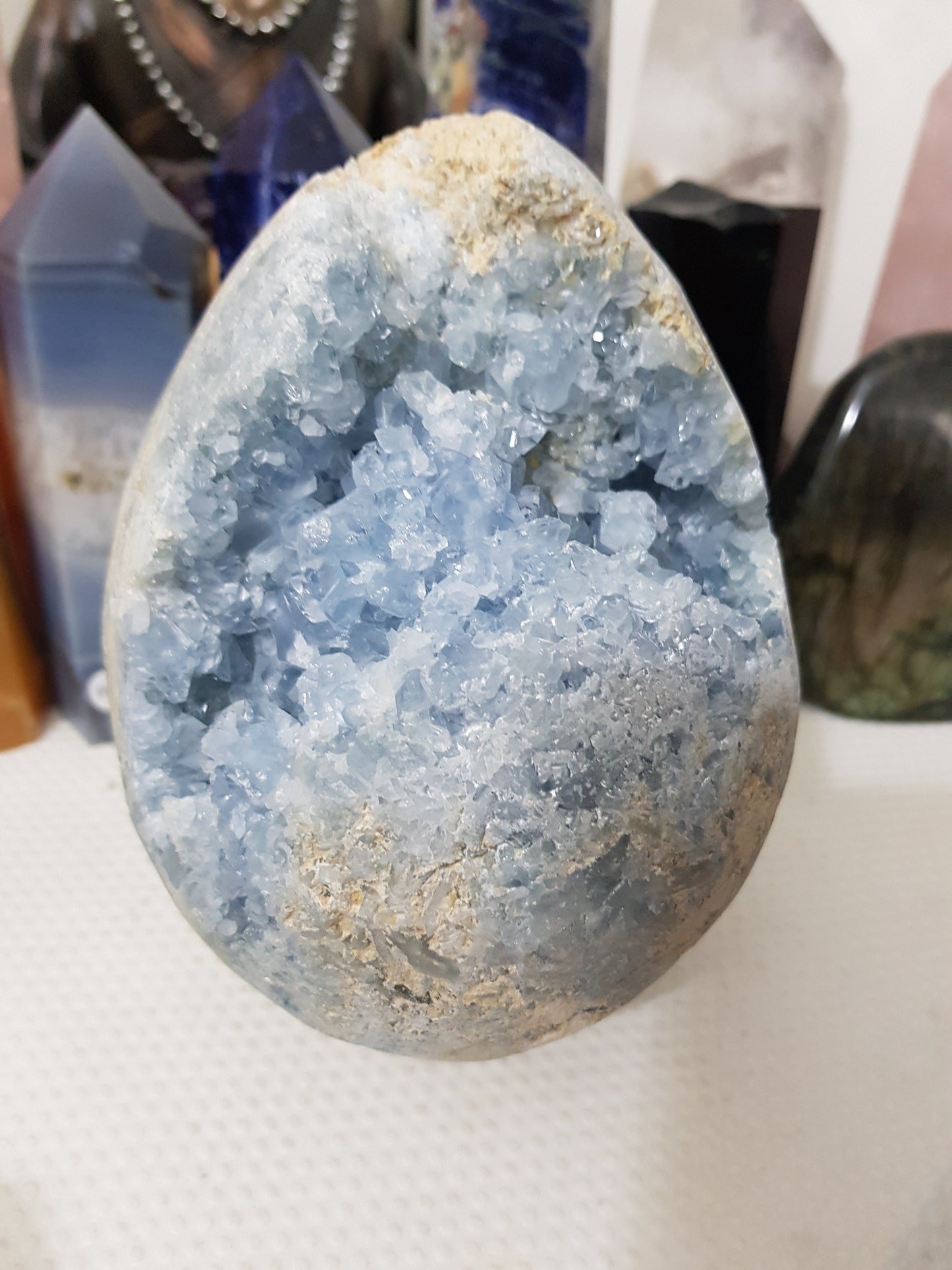 Celestite Crystal Half Egg Shaped Geode - CE1