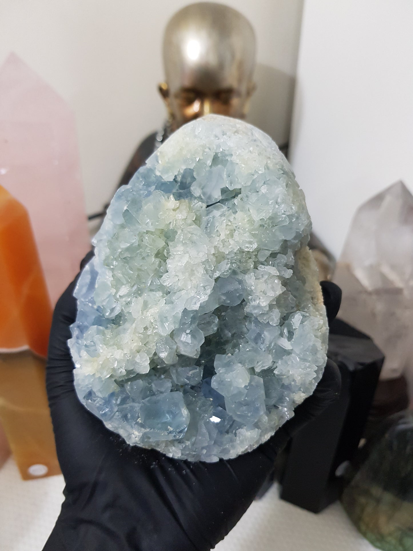 Celestite Crystal Half Egg Shaped Geode - CE2