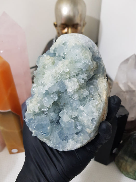Celestite Crystal Half Egg Shaped Geode - CE2