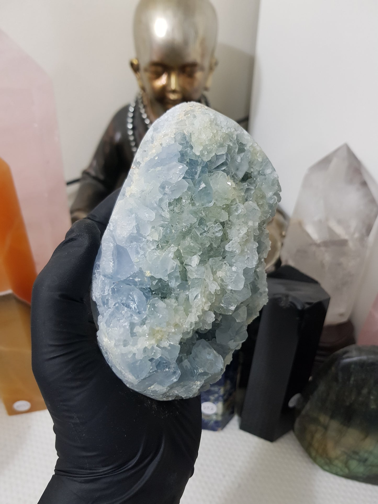 Celestite Crystal Half Egg Shaped Geode - CE2
