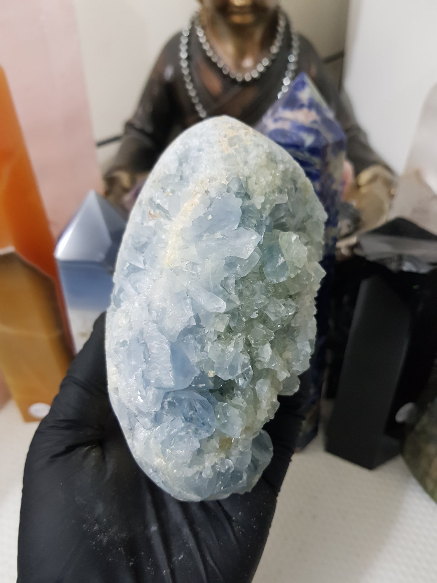 Celestite Crystal Half Egg Shaped Geode - CE2