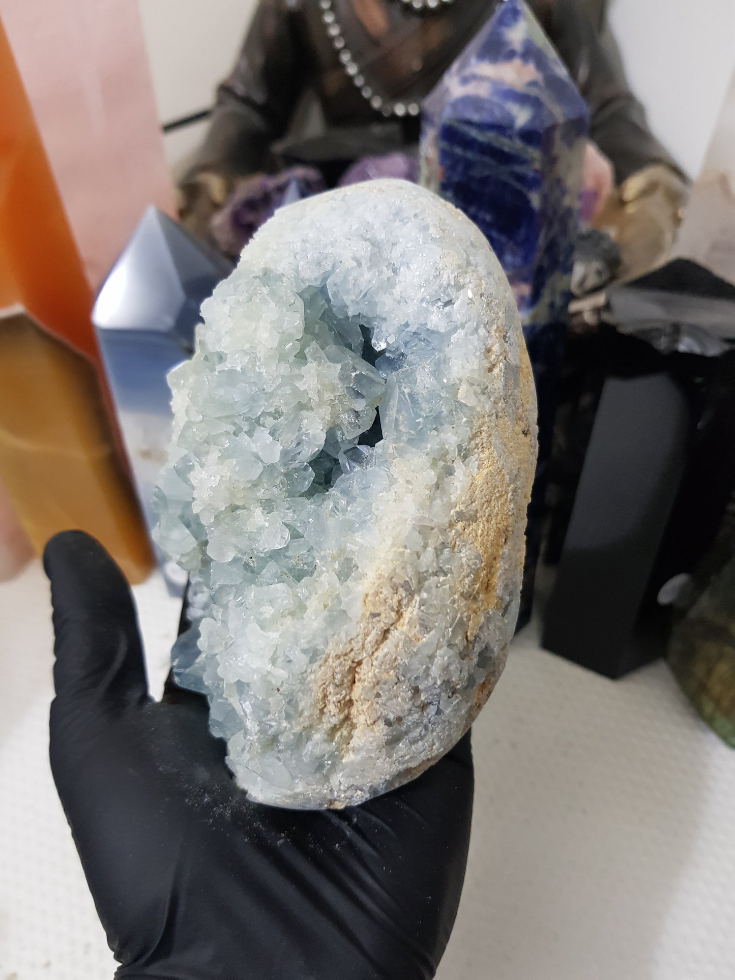 Celestite Crystal Half Egg Shaped Geode - CE2