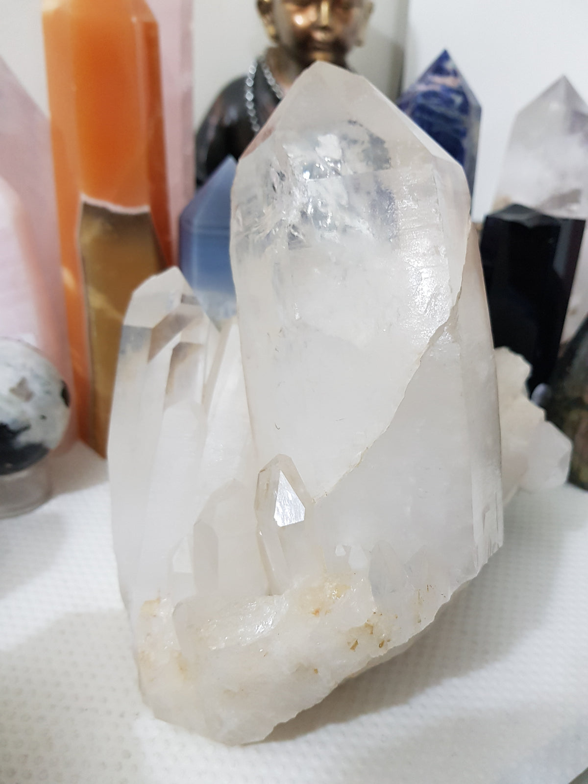 Natural Clear Quartz Crystal Cluster From Madagascar - Large Multi-Point Display Quartz Specimen (21cm, 5.550kg) – CQC10
