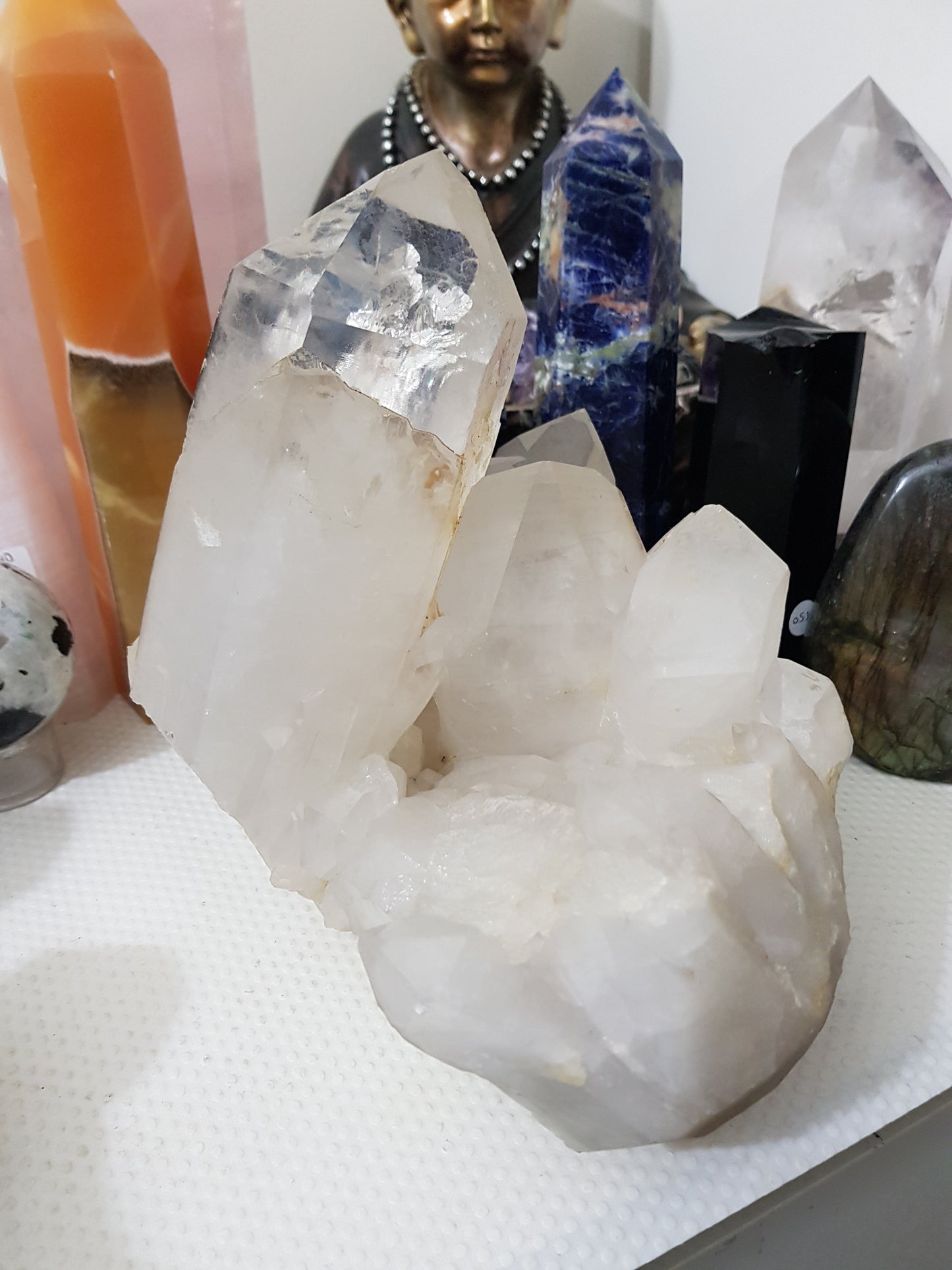 Natural Clear Quartz Crystal Cluster From Madagascar - Large Multi-Point Display Quartz Specimen (21cm, 5.550kg) – CQC10